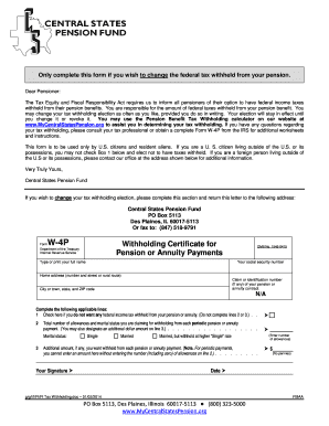 Form W-4P Pension Tax Withholding Certificate