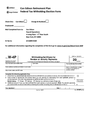 Con Edison Retirement Plan W-4P Form
