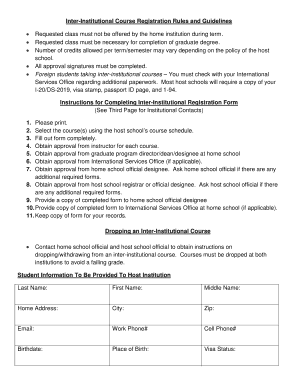 Inter-Institutional Course Registration Form