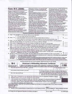 IRS Form W-4 2008