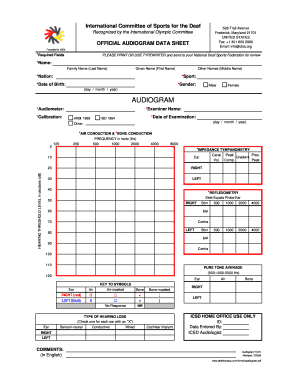 Official Audiogram Data Sheet