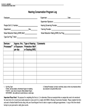 Hearing Conservation Program Log
