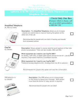 New Jersey Telephone Device Application