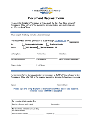 San Jose State University Document Request Form