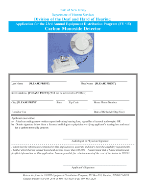 New Jersey Carbon Monoxide Detector Application