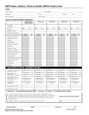ADPH Name Address Phone Health History Form