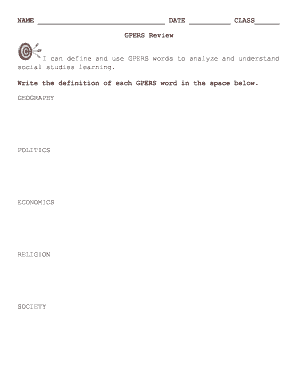 GPERS Social Studies Worksheet