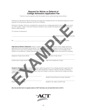 College Admission Application Fee Waiver Form