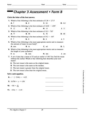 Chapter 3 Assessment Form B
