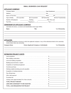 Small Business Loan Request Form