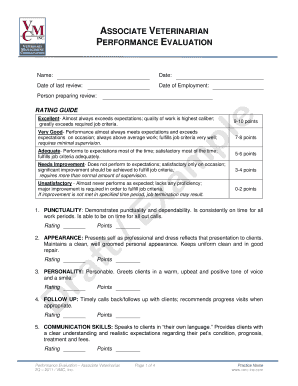 Associate Veterinarian Performance Evaluation Form