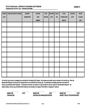 Maryland Corporate Purchasing Card Activity Log