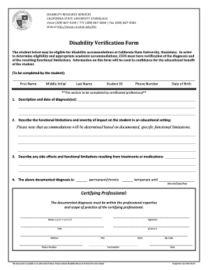 Disability Verification Form