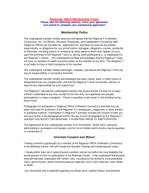 Regional YMCA Membership Application and Policy