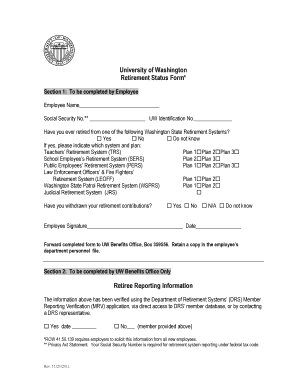 University of Washington Retirement Status Form