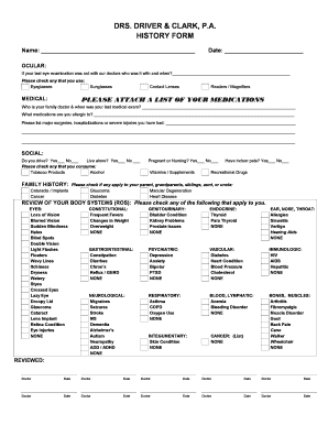 Ocular History Form