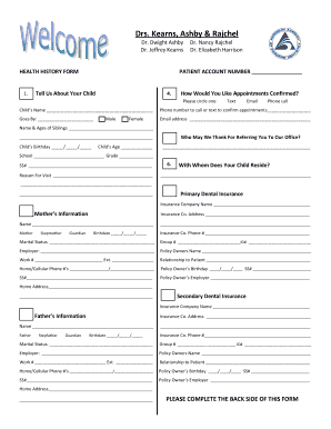 Health History Form