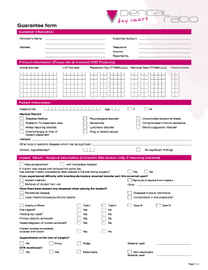 DRS Implant Guarantee Form