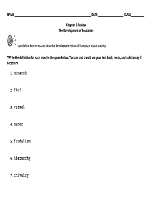 Feudalism Review Worksheet