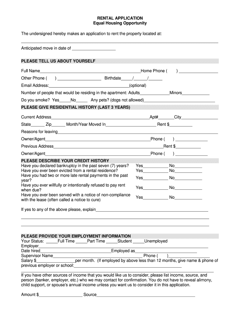 equal housing opportunity application Preview on Page 1