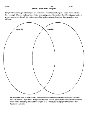 Manor Town Venn Diagram Worksheet