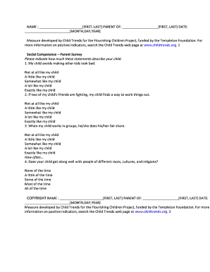 Social Competence Parent Survey