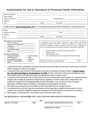 Health Information Disclosure Authorization