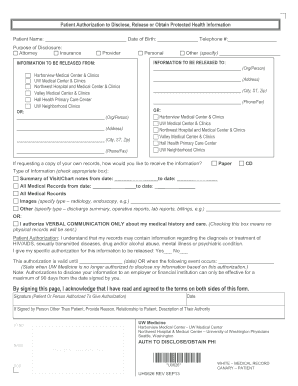 Patient Authorization to Disclose Protected Health Information