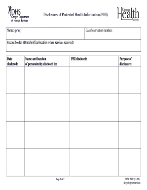 Disclosure of Protected Health Information Form