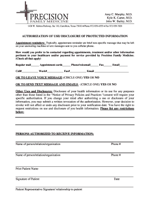 Authorization of Use/Disclosure of Protected Information