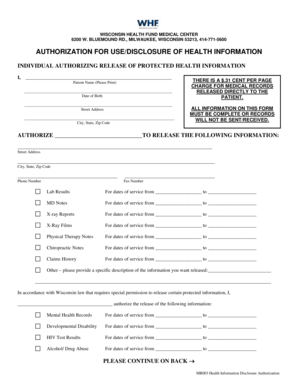 Wisconsin Health Information Disclosure Authorization