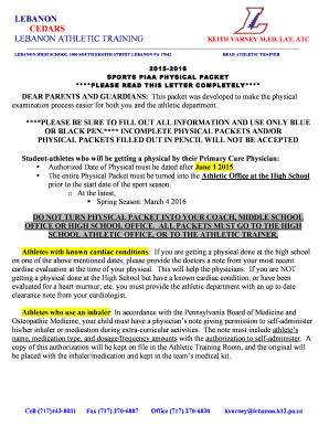 PIAA Sports Physical Packet