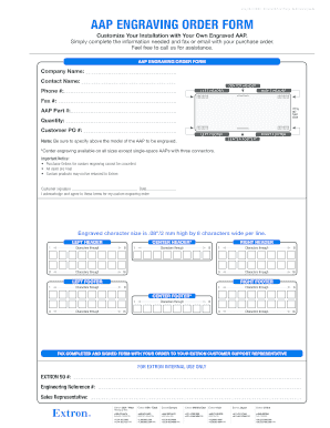 Custom Engraving Order Form