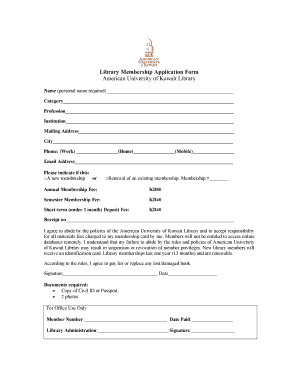 Library Membership Application Form