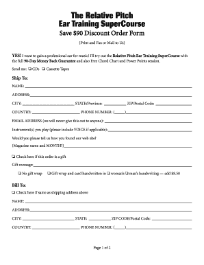 Relative Pitch Ear Training SuperCourse Order Form