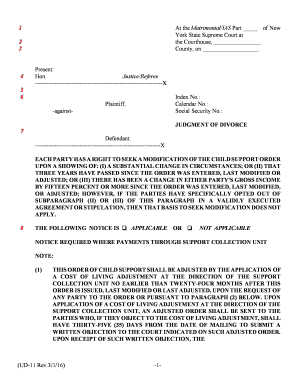 New York State Supreme Court Judgment of Divorce