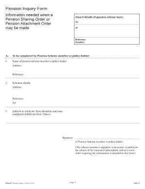 Pension Inquiry Form