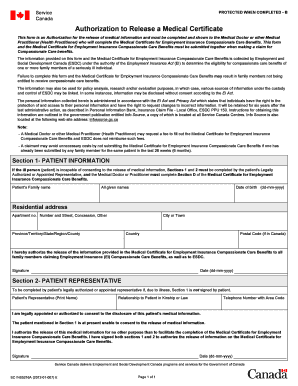 Authorization to Release Medical Certificate for Compassionate Care Benefits