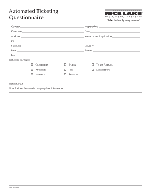 Automated Ticketing Questionnaire