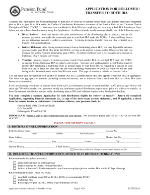 Application for Rollover/Transfer to Roth IRA
