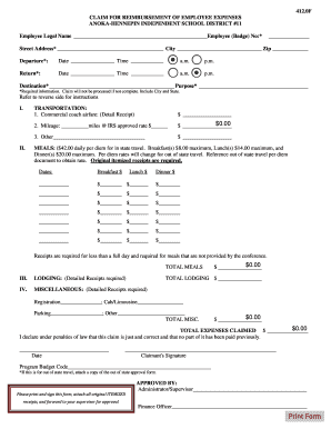 Employee Expense Reimbursement Form
