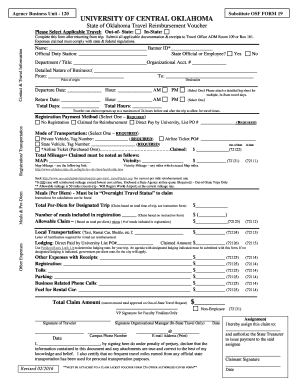 Oklahoma Travel Reimbursement Voucher