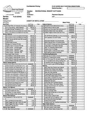 Confidential Pricing Flex Series Multi Section Order Form