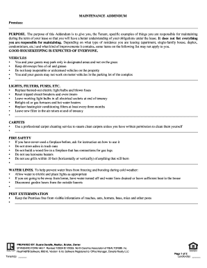 Maintenance Addendum for Lease Agreement