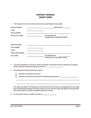 Employment Contract Renewal Form
