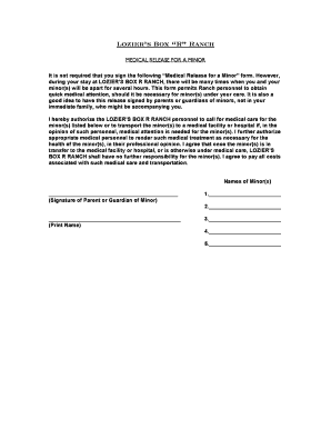 Medical Release for a Minor