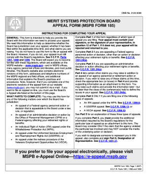 MSPB Form 185 Appeal Form