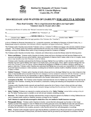 Habitat for Humanity Volunteer Waiver