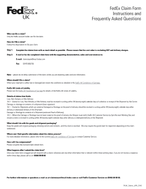 FedEx UK Claim Form