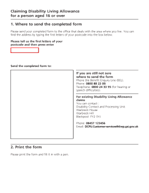 Disability Living Allowance Claim Form